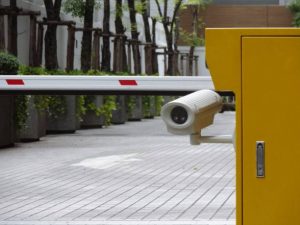 CCTV security camera at automatic packing entry machine